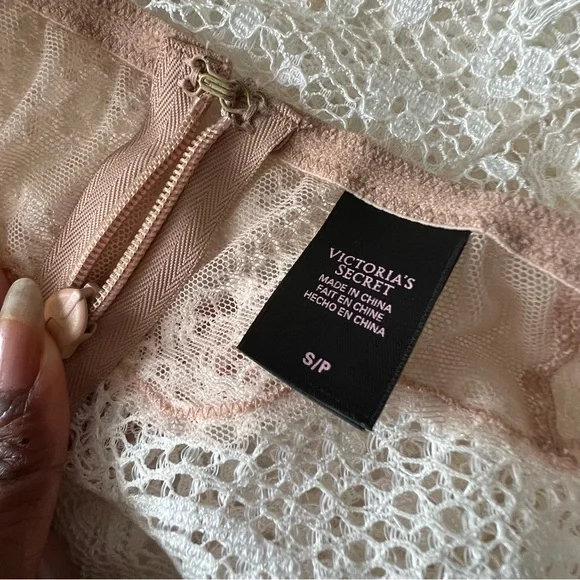 Sheer Nude White Lace Bustier Bra and Short Set - Picture 4 of 8